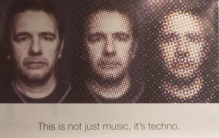 montage photo de laurent garnier "this is not music, it's techno" pris en photo au festival yeah de sete en aout 2024