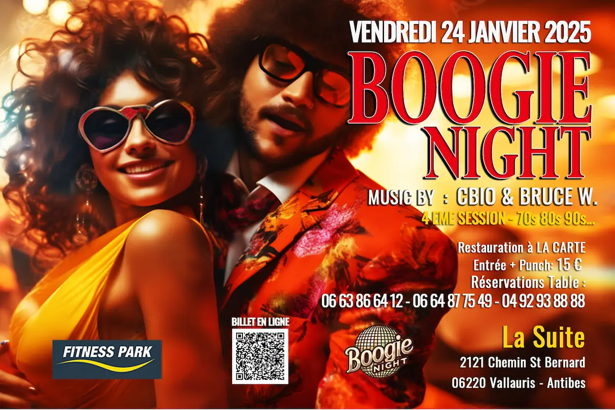 la prochaine soiree de fred rayon est la boogie night le 24 janvier 2025 a la suite a vallauris