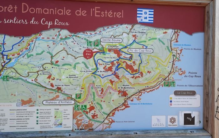 Plan des randonnées dans le massif de l'Esterel