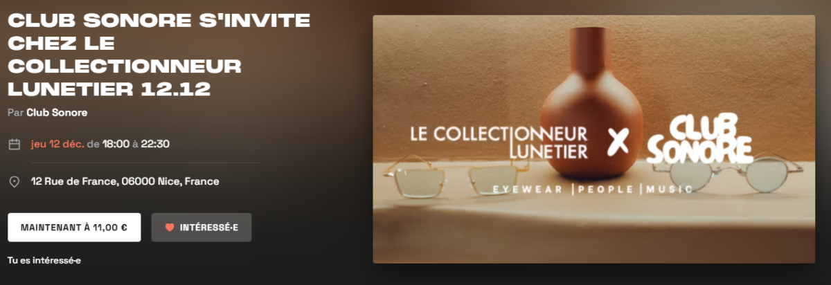 Le collectif Club Sonore fait escale chez Le Collectionneur Lunetier pour une soirée exceptionnelle.