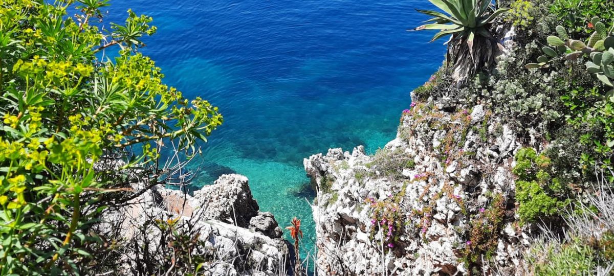 Fonds turquoise et transparents qui attirent l'oeil tout le long du sentier de Tire-Poil qui longe le Cap d'Antibes