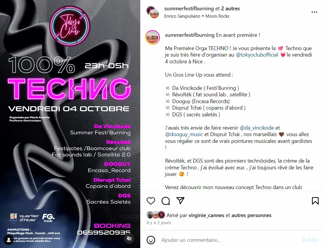 flyer d'une soiree techno au tokyo club a nice